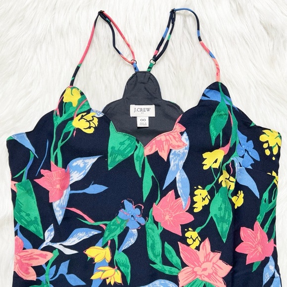 SOLD-J. Crew Tropical Floral Print Scalloped Sleeveless Strappy Racerback Tank - Picture 4 of 8